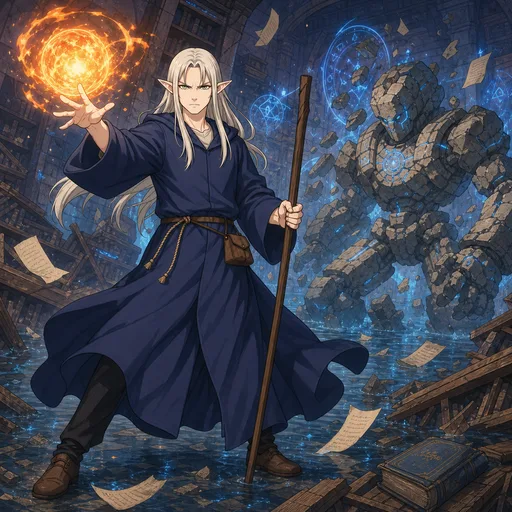 Magicien en plein combat